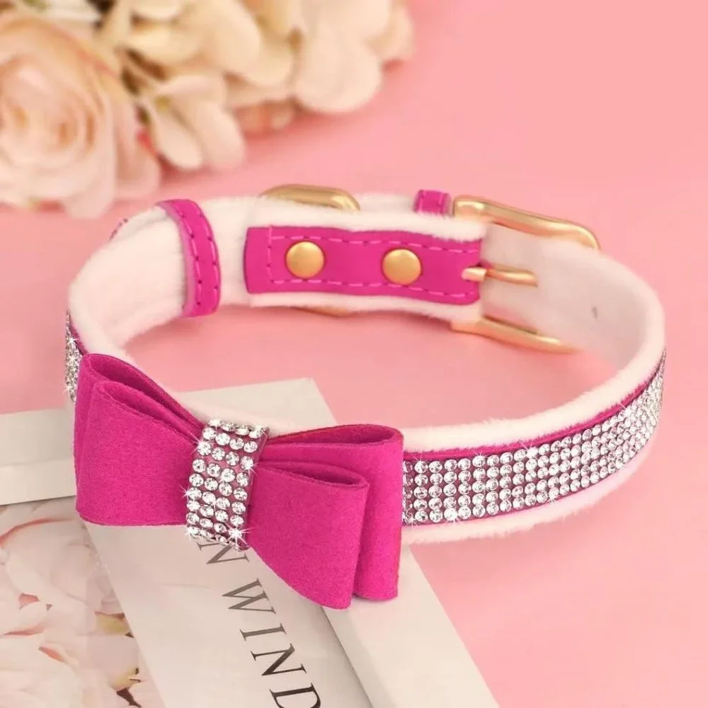 NEW Sparkling Bling Swarovski Crystal Rhinestone Pet Dog Fleece Collar +…